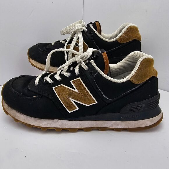 New Balance 574 V2 Men's 7B Black Gold Workwear Athletic Trainers Shoes - Picture 1 of 12